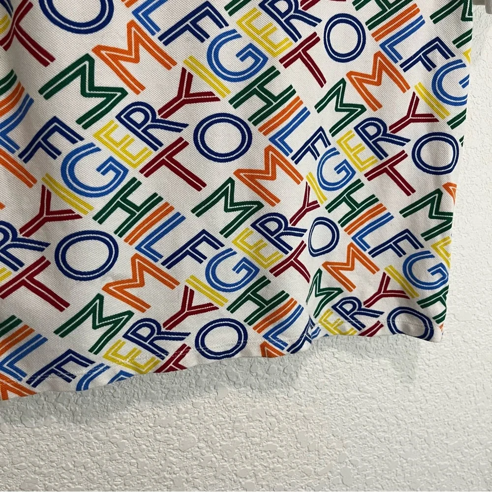 Tommy Hilfiger Spellout Logo Graphic Short Sleeve Polo Shirt Kids Youth Size L
